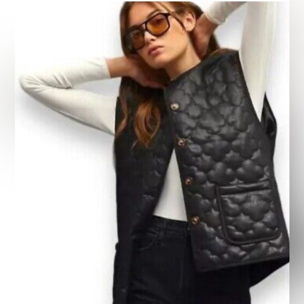 NWT  Anthropologie FRNCH x Gisette Faux Leather Quilted Vest Size OS retail $150